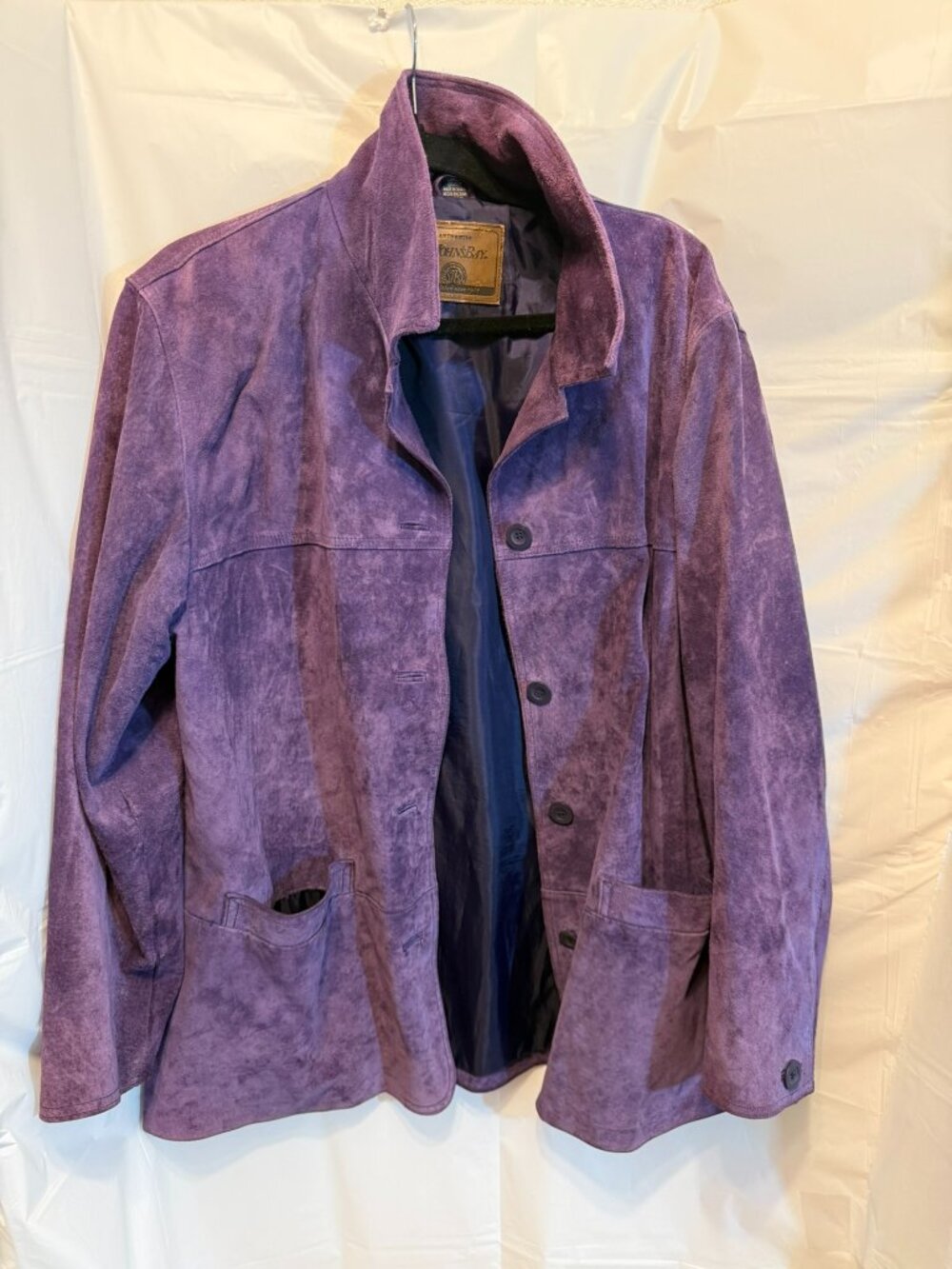 St. John's Bay Purple Genuine Leather Suede Jacket Button Front Large